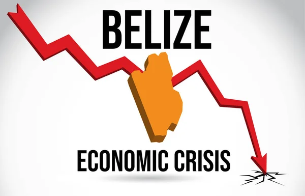 Belice mapa crisis financiera colapso económico colapso del mercado Globa — Archivo Imágenes Vectoriales