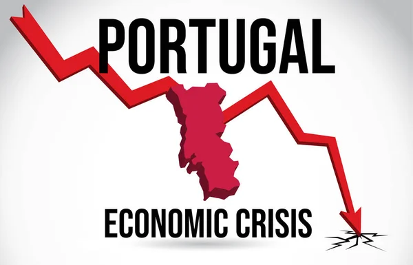 Portugal Mapa Crisis financiera Colapso económico Crash de mercado Glo — Archivo Imágenes Vectoriales