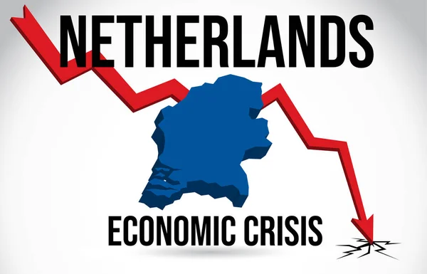 オランダ地図金融危機経済崩壊暴落 — ストックベクタ