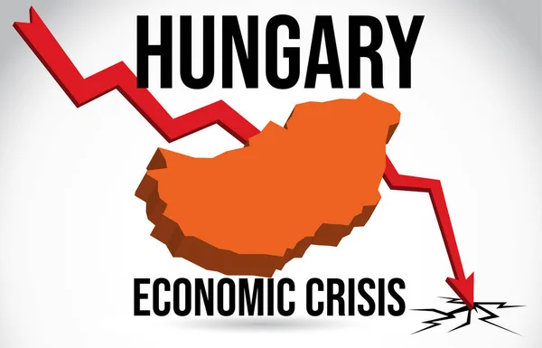 ハンガリー地図金融危機経済崩壊市場クラッシュ グロブ — ストックベクタ