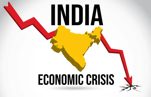 インド地図金融危機経済崩壊市場クラッシュ グローバル — ストックベクタ