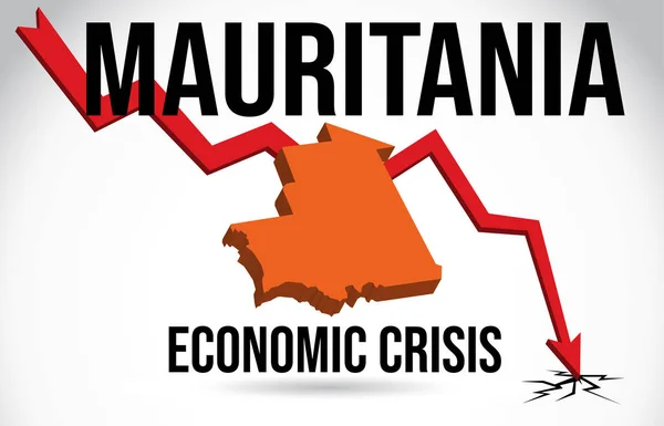 モーリタニア地図金融危機経済崩壊市場クラッシュ G — ストックベクタ