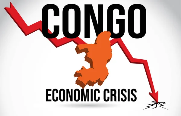 コンゴ地図金融危機経済崩壊市場クラッシュ グローバル — ストックベクタ