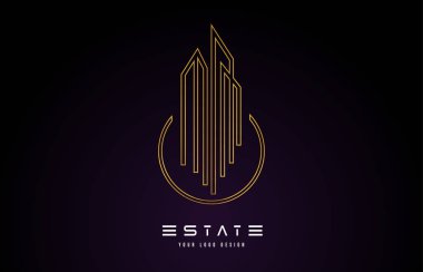 Altın Emlak Modern Monogram Logo tasarımı. Emlak satırları 