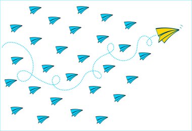 Liderlik kavramı ile sarı kağıt uçak lider mavi Kağıt Uçak arasında