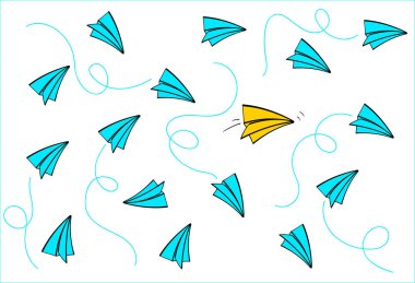 Liderlik kavramı ile sarı kağıt uçak lider mavi Kağıt Uçak arasında