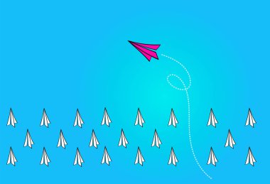 Liderlik kavramı kırmızı kağıt uçak lider arasında beyaz kağıt uçak ile