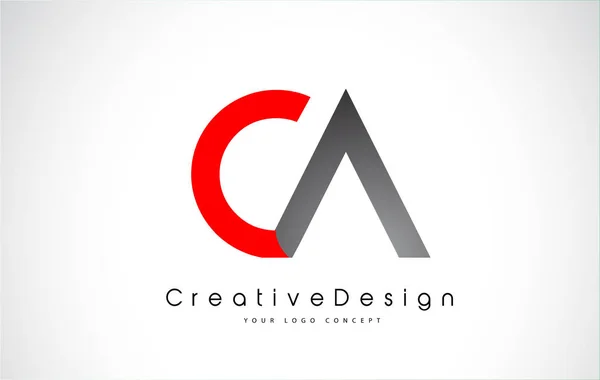Logo de lettre CA rouge et noir design en couleurs noires. Mo créatif — Image vectorielle