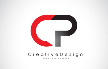 Kırmızı ve siyah CP C P mektup logo tasarımı. Creative Icon modern Le