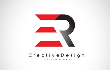 Kırmızı ve siyah er E R Letter logo tasarımı. Creative Icon modern Le