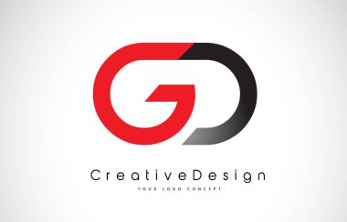 Kırmızı ve siyah GD G D mektup logo tasarımı. Creative Icon modern Le