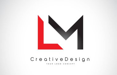 Kırmızı ve siyah lm L M mektup logo tasarımı. Creative Icon modern Le