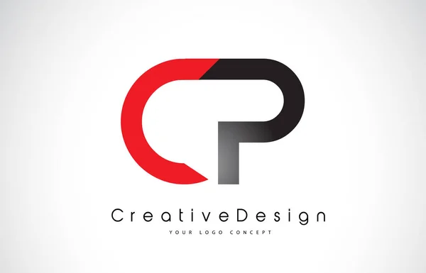 Rot und schwarz cp c p Buchstabe Logo-Design. kreative Ikone modern le — Stockvektor