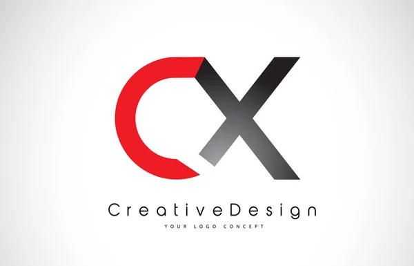 Red and Black CX C X Letter Logo Design. Creative Icon Modern Le — Stock Vector