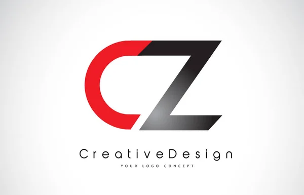 Diseño del logotipo de la letra CZ C Z roja y negra. Icono creativo Modern Le — Vector de stock