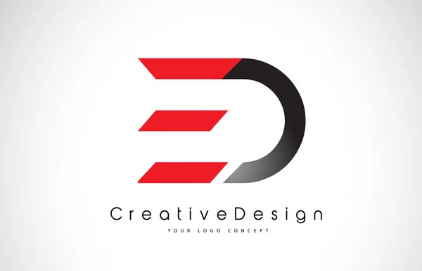 Czerwone i czarne Ed E D logo Design Letter. Kreatywne ikony Modern Le — Wektor stockowy