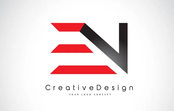 Rosso e nero IT E N Lettera Logo Design. Icona creativa Modern Le — Vettoriale Stock