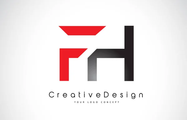 Piros és fekete FH F H levél logo design. Kreatív Icon modern le — Stock Vector