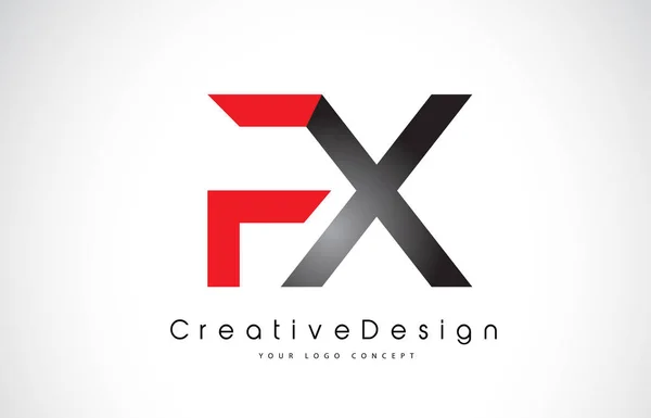 Kırmızı ve siyah FX F X mektup logo tasarımı. Creative Icon modern Le — Stok Vektör