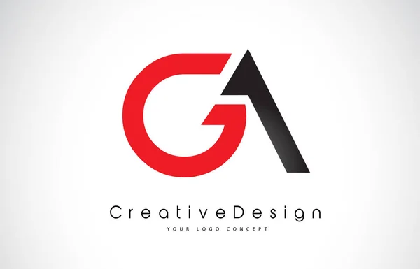 Röd och svart ga G A Letter logo design. Kreativ ikon modern Le — Stock vektor