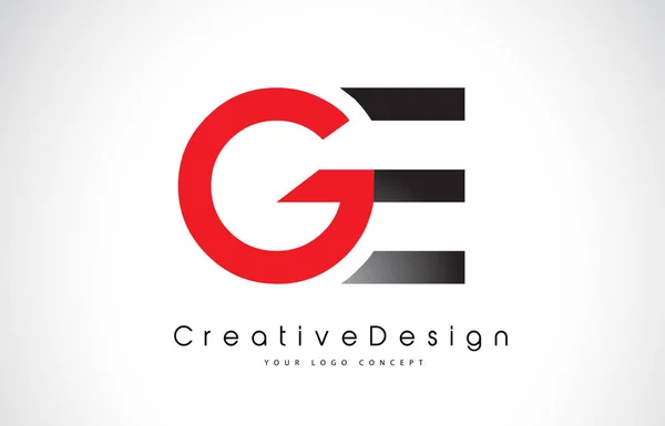 Diseño de Logo de letras GE G E rojo y negro. Icono creativo Modern Le — Archivo Imágenes Vectoriales