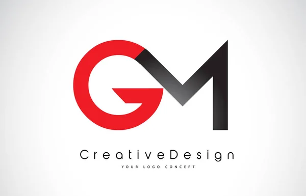 Diseño de Logo de Letra GM G M rojo y negro. Icono creativo Modern Le — Vector de stock