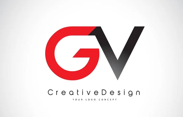 Czerwony i czarny GV G V logo Design. Kreatywne ikony Modern Le — Wektor stockowy