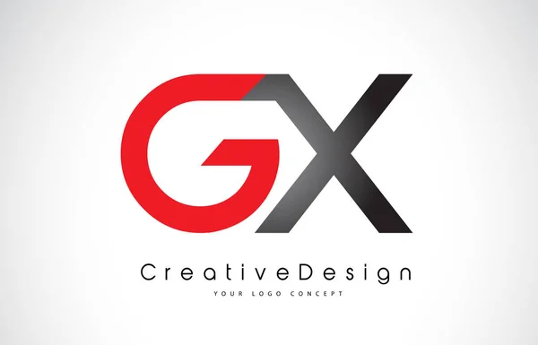 레드/블랙 Gx G × 레터 로고 디자인. 크리에이티브 아이콘 모던 르 — 스톡 벡터