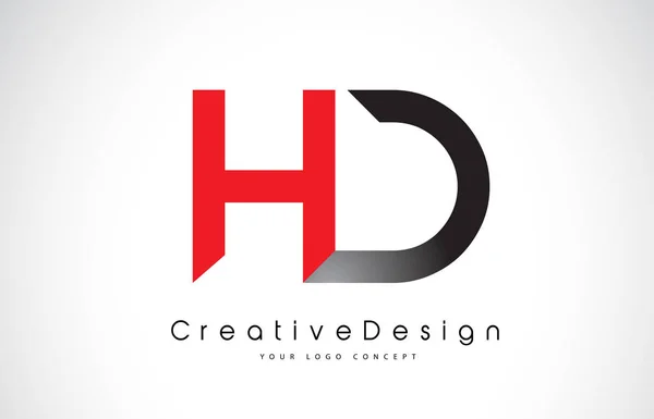 HD H D letter logo ontwerp in rood en zwart. Creatief icoon modern — Stockvector