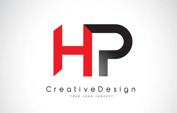 Rood en zwart HP H P letter logo design. Creatief icoon modern Le — Stockvector