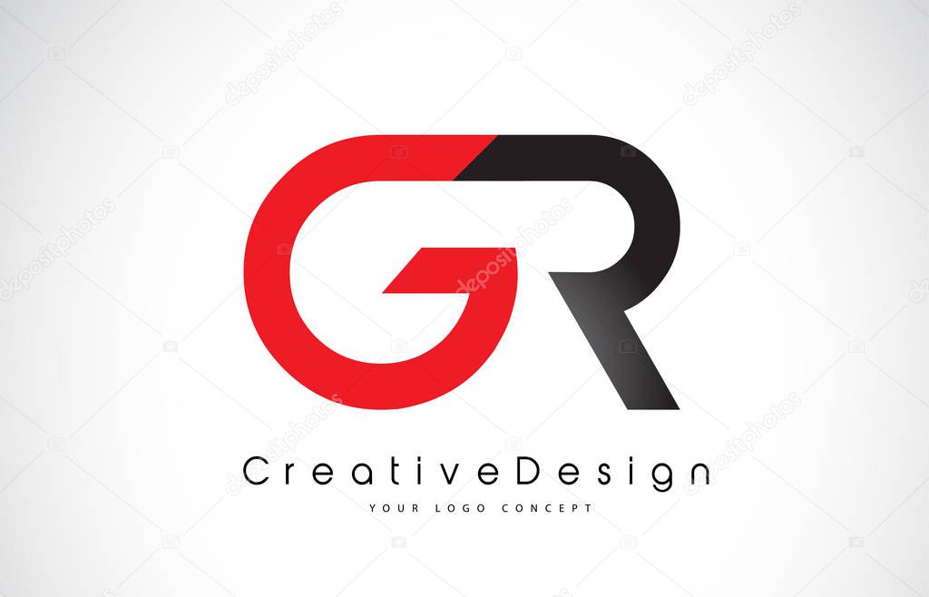 Red and Black GR G R Letter Logo Design in Black Colors. Creative Modern Letters Vector Icon Logo Illustration.