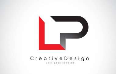 Kırmızı ve siyah LP L P mektup logo tasarımı. Creative Icon modern Le