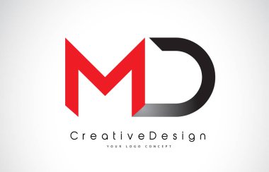 Kırmızı ve siyah MD M D mektup logo tasarımı. Creative Icon modern Le