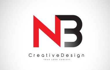 Kırmızı ve siyah NB N B mektup logo tasarımı. Creative Icon modern Le