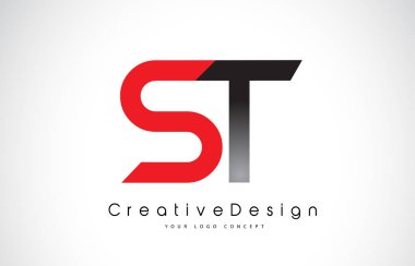 Kırmızı ve siyah St S T mektup logo tasarımı. Creative Icon modern Le