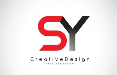 Kırmızı ve siyah Sy S Y mektup logo tasarımı. Creative Icon modern Le
