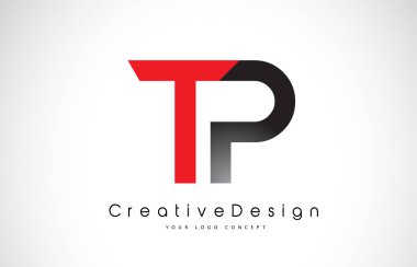 Kırmızı ve siyah Tp T P harfi Logo tasarımı. Yaratıcı simgesi Modern Le