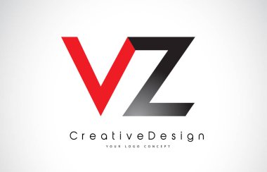 Kırmızı ve siyah Vz V Z harfi Logo tasarımı. Yaratıcı simgesi Modern Le