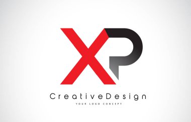 Kırmızı ve siyah Xp X P harfi Logo tasarımı. Yaratıcı simgesi Modern Le