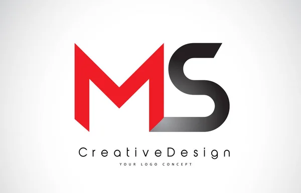 Logo lettera M S rosso e nero MS Design. Icona creativa Modern Le — Vettoriale Stock
