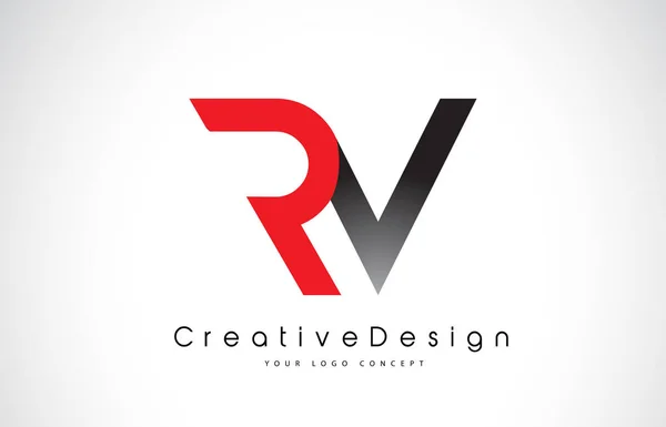 Rojo y Negro RV R V Letra Logo Design. Icono creativo Modern Le — Vector de stock