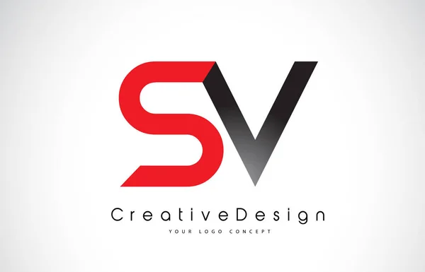 Diseño de Logo rojo y negro SV S V Letter. Icono creativo Modern Le — Vector de stock
