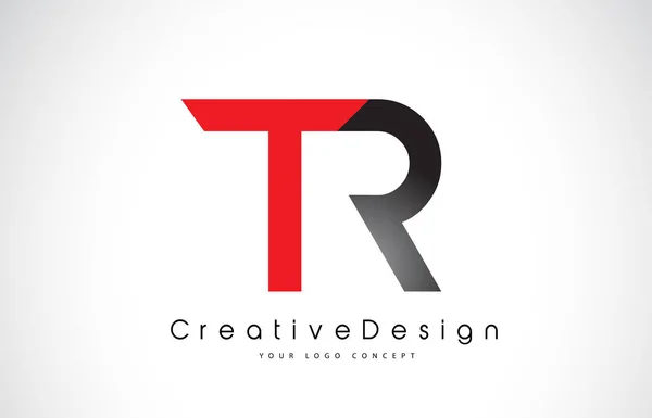 Czarny i czerwony Tr T R list Logo Design. Ikona kreatywnych nowoczesny Le — Wektor stockowy