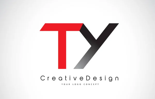 Red and Black TY T Y Letter Logo Design. Icône Créative Moderne Le — Image vectorielle