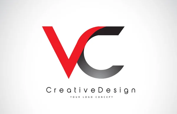 Diseño de Logo VC V C Letra Roja y Negra. Icono creativo Modern Le — Vector de stock