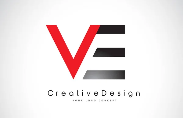 Vermelho e preto VE V E Carta Logo Design. Ícone criativo moderno Le — Vetor de Stock