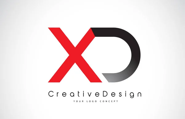 Red and Black XD X D Letter Logo Design. Creative Icon Modern Le — Stock Vector