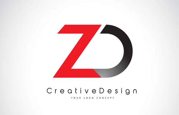 Diseño de Logo ZD Z D Letra Roja y Negra. Icono creativo Modern Le — Vector de stock