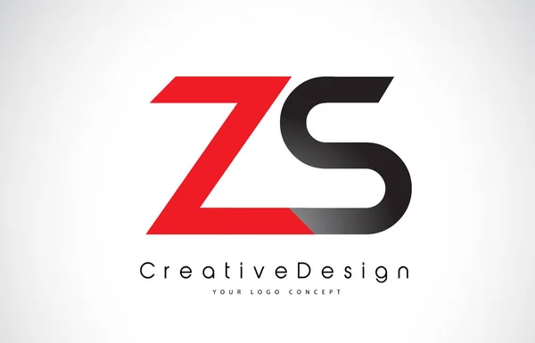 Красно-черный ZS Z S Letter Design. Креативная икона современности — стоковый вектор