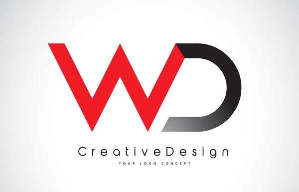 Rosso e nero WD W D Lettera Logo Design. Icona creativa Modern Le — Vettoriale Stock